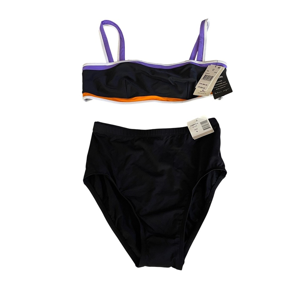Rip Curl Victoria Vergara Bikini Set Black Purple Orange Top M Btm 6 NWT